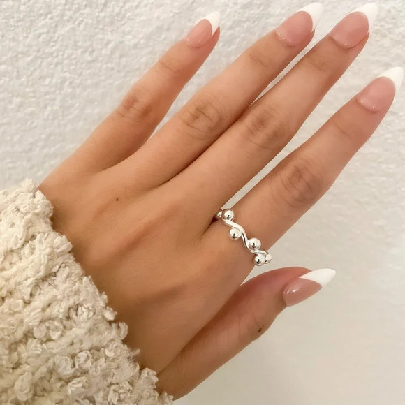 925 Sterling Silver Minimalist Ring Bead Ring Modern Dainty Ring Stackable Ring - Picture 6 of 9